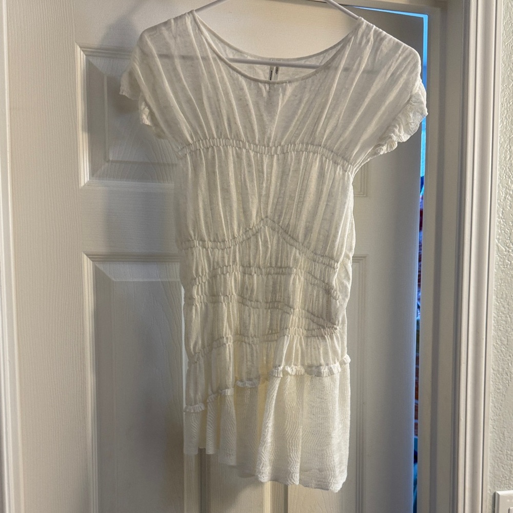 Anthropologie White Textured Blouse